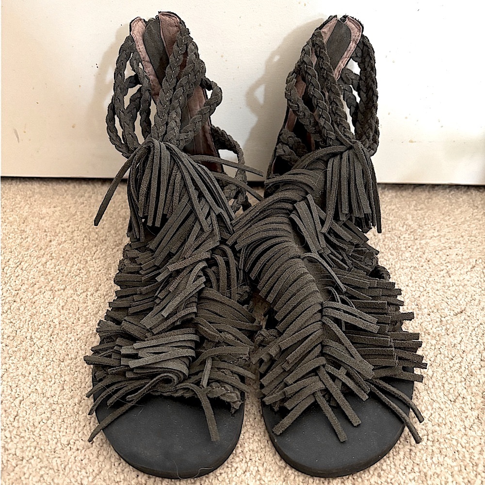 Jeffrey Campbell Fringe Suede Sandals
